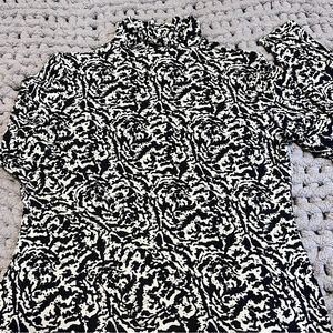 H&M Black and Cream Patterned High Neck Top Size Large